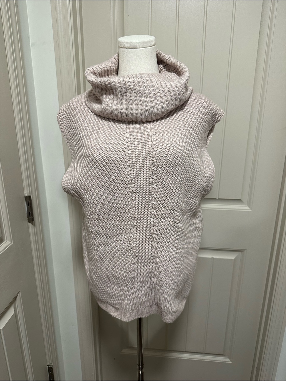 Express Sleeveless Cowl Neck Sweater in Light Mauve
